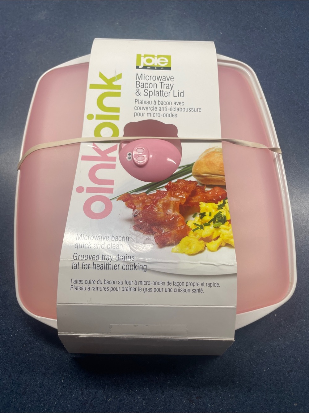 Joie Pink Microwave Bacon Tray with Splatter Lid